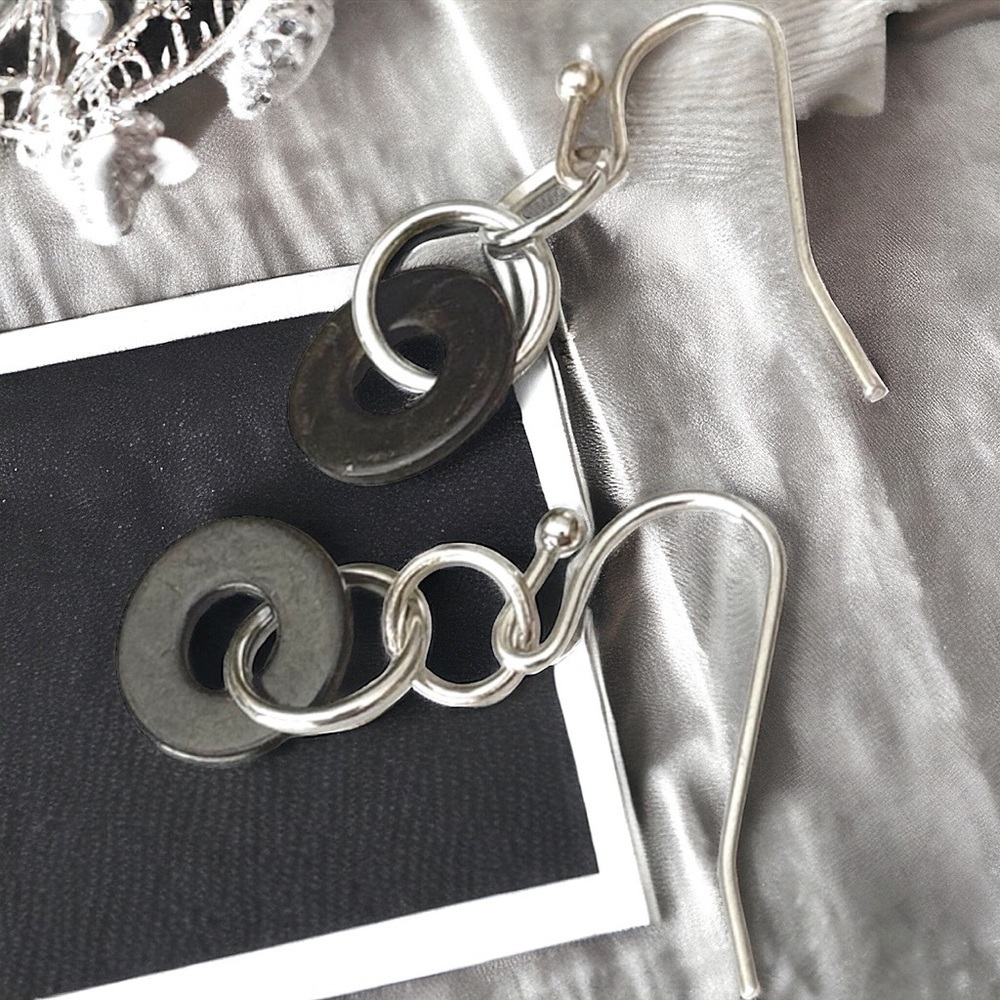 5 For $25💫Alternative Faded Black Hardware Washer Dangles Earrings